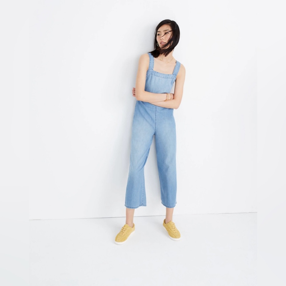 Madewell Denim Apron Bow-Back Jumpsuit